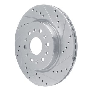Buick Enclave Brake Rotor (1) - Rear Right - R1 Concepts - Drilled & Slotted - Silver - `17-`25